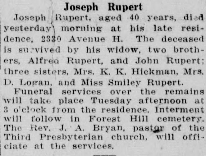 Joseph Rupert obituary